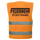 Feuerwehr Warnweste Orange in 10 Größen mit...