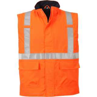 BIZFLAME Regen-Warnschutz Bodywarmer antistatisch und flammhemmend farbe Orange