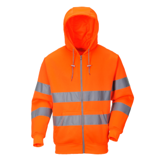 Warnschutz Reißverschluss Kapuzen Sweatshirt Orange EN ISO 20471