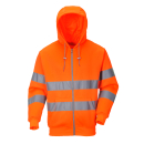 Warnschutz Reißverschluss Kapuzen Sweatshirt Orange...