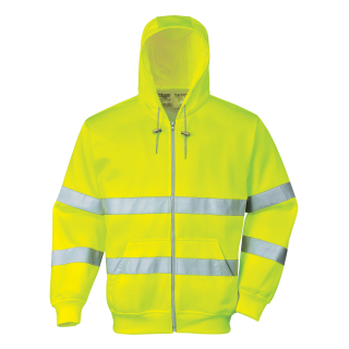 Warnschutz Reißverschluss Kapuzen Sweatshirt Gelb EN ISO 20471
