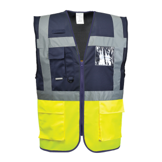 Portwest Hochwertige Warnweste Executive - two tone marine / gelb