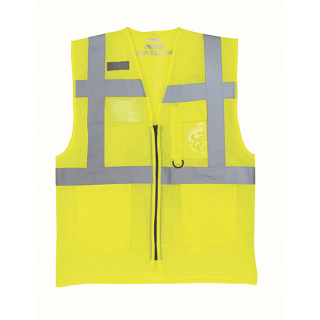 YOKO Recycled Mesh Warnweste Executive - Gelb Warnweste mit Taschen und Reißverschluss