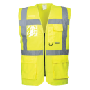 Warnweste BERLIN Executive - Gelb mit vielen Taschen und Reißverschluss nach EN ISO 20471  XS - 7XL