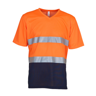Hi Vis Top Cool Light V-Neck T-Shirt größe: 3XL Hi-Vis Orange / Navy