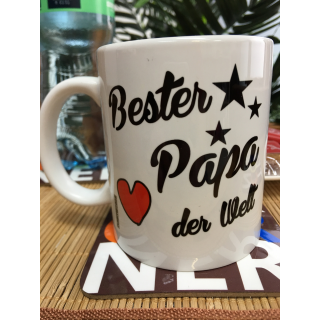 FUNNYWORDS® Bester Papa der Welt Kaffeebecher Kastanie