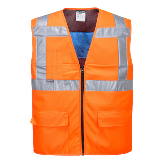 Kühlende Warnweste EN ISO 20471 Class 2 Warnschutz Orange/größe L/XL (ca. 130 cm Umfang)