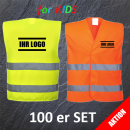 AKTION 100 er SET Kinder Warnweste Gelb oder Orange mit...