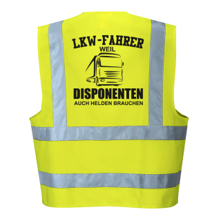 Funnywords LKW Fahrer - Disponenten brauchen HELDEN Warnweste bis 7XL