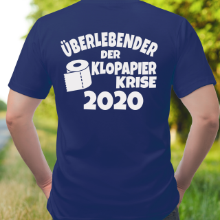 Funnywords Überlebender der Klopapier Krise 2020 - Backprint - T-Shirt XS-5XL Navy XL