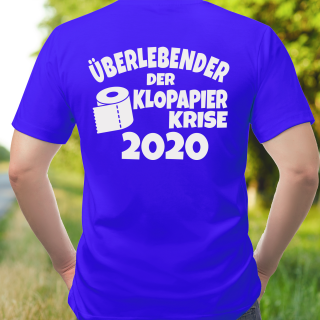 Funnywords Überlebender der Klopapier Krise 2020 - Backprint - T-Shirt XS-5XL Royal M