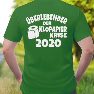 Funnywords Überlebender der Klopapier Krise 2020 - Backprint - T-Shirt XS-5XL Grün M
