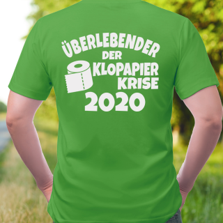 Funnywords Überlebender der Klopapier Krise 2020 - Backprint - T-Shirt XS-5XL Kellygreen S