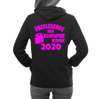 Funnywords® Überlebende der Klopapier Krise 2020 - Backprint  Hoodie XS-5XL Neonpink S