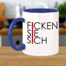 FUNNYWORDS® Rote Streifen Serie FICKEN SIE SICH Kaffeebecher