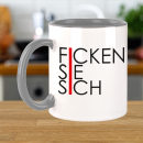 FUNNYWORDS® Rote Streifen Serie FICKEN SIE SICH Kaffeebecher