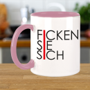 FUNNYWORDS® Rote Streifen Serie FICKEN SIE SICH Kaffeebecher