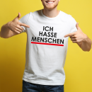 Funnywords® Rote Streifen Design ICH HASSE MENSCHEN T-Shirt  S-3XL