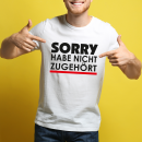 Funnywords® Rote Streifen Design SORRY HABE NICHT ZUGEHÖRT T-Shirt  S-3XL