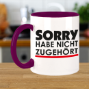 FUNNYWORDS® Rote Streifen Serie SORRY HABE NICHT ZUGEHÖRT Kaffeebecher