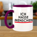 FUNNYWORDS® Rote Streifen Serie ICH HASSE MENSCHEN Kaffeebecher