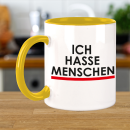 FUNNYWORDS® Rote Streifen Serie ICH HASSE MENSCHEN Kaffeebecher