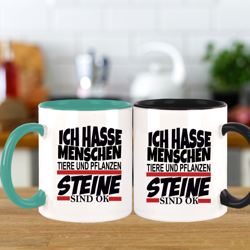 FUNNYWORDS® Rote Streifen Serie ICH HASSE MENSCHEN STEINE SIND OK K, 12,90