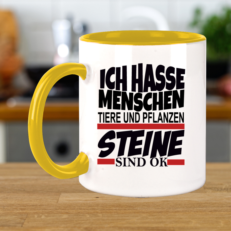 FUNNYWORDS® Rote Streifen Serie ICH HASSE MENSCHEN STEINE SIND OK K