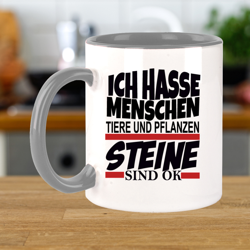 FUNNYWORDS® Rote Streifen Serie ICH HASSE MENSCHEN STEINE SIND OK K, 12,90