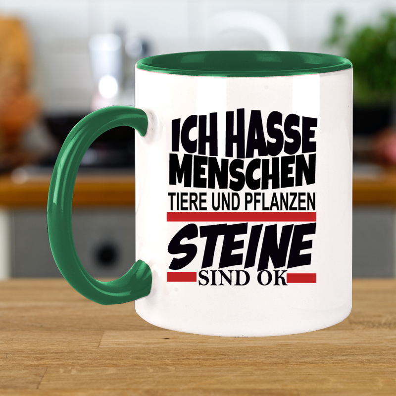 FUNNYWORDS® Rote Streifen Serie ICH HASSE MENSCHEN STEINE SIND OK K