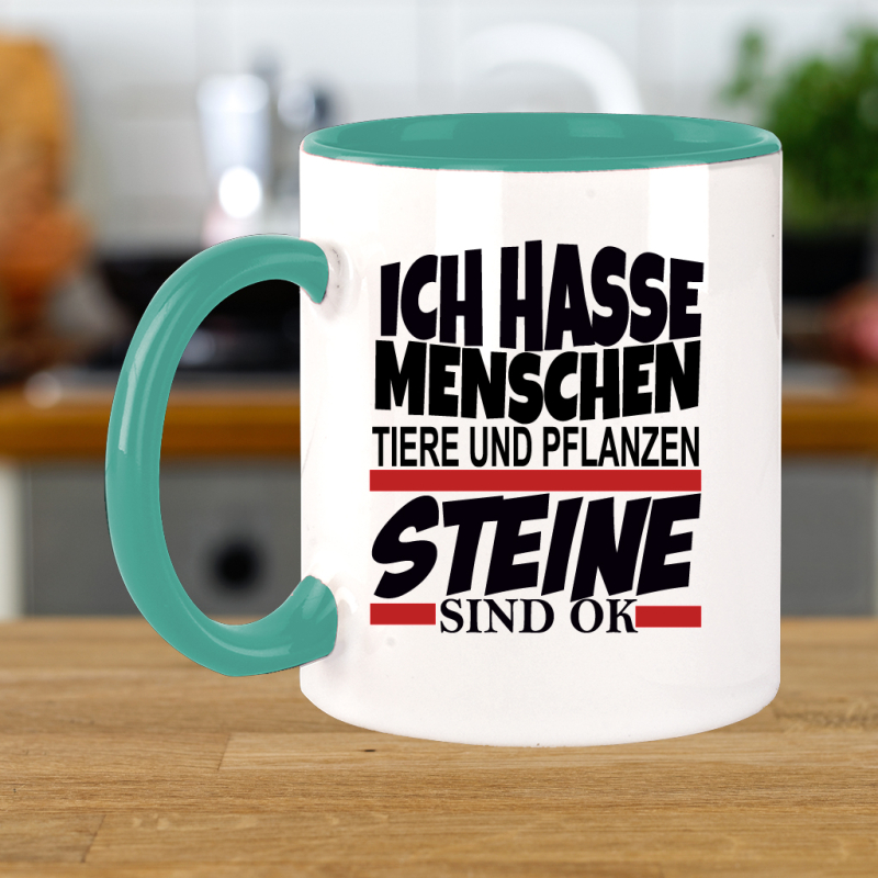 FUNNYWORDS® Rote Streifen Serie ICH HASSE MENSCHEN STEINE SIND OK K