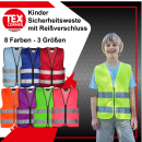 Korntex® Kinder Warnweste Reißverschluss Sicherheitsweste Funktionsweste 3 Größen