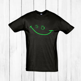 Funnywords® Keep Smiling T-Shirt 100% Baumwolle schwarz - neongrün XS