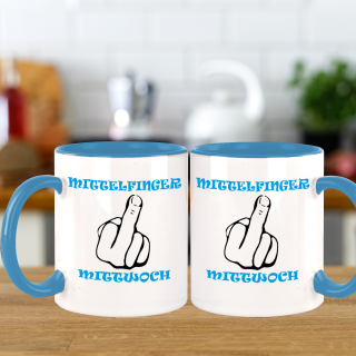 FUNNYWORDS® Mittelfinger Mittwoch lustiger Büro  Kaffeebecher