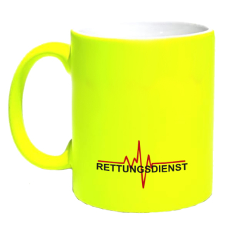 Neongelbe Rettungsdienst Kaffeetasse mit Wunschnamen Tasse
