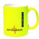 Neongelbe Rettungsdienst Kaffeetasse mit Wunschnamen Tasse