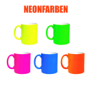 Neon Kaffeetasse Gelb, pink, grün, blau, orange