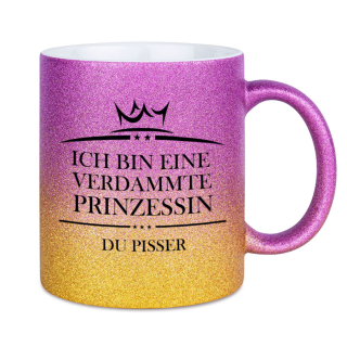 Glitzertasse Ich bin eine Prinzessin Kaffeebecher aus Glitzer