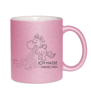 Glitzertasse Ich hasse Menschen