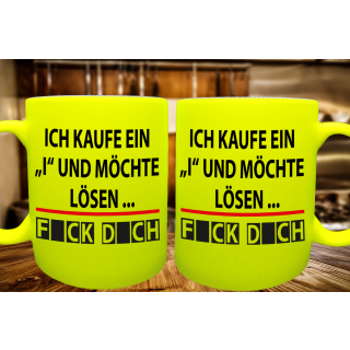 FUNNYWORDS&reg; FICK DICH L&ouml;sungstasse Neon / Glitzer  - Tasse - Kaffeebecher