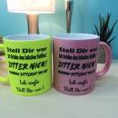 FUNNYWORDS® Zitter nich! Tasse Die Ultimative Büro Kaffeetasse Glitzer / Neon