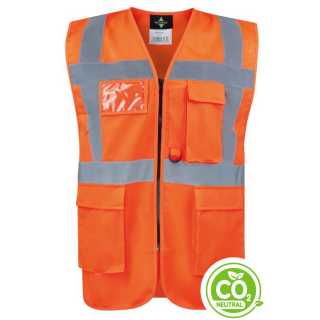 CO² Neutrale Korntex® Comfort Executive Weste HAMBURG Neon-Orange EN ISO 20471:2013 in  6 Größen
