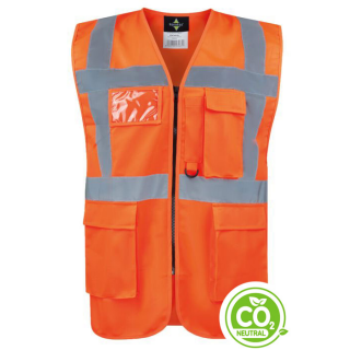 CO² Neutrale Korntex® Comfort Executive Weste HAMBURG Neon-Orange EN ISO 20471:2013 in  8 Größen