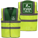 EVAK Hilfe Piktogramm Warnweste grün/gelb mit vielen Taschen S-3XL "EVAK22 Linie"