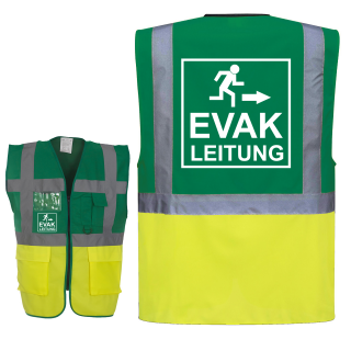 EVAK Leitung Piktogramm Warnweste grün/gelb mit vielen Taschen S-3XL "EVAK22 Linie"