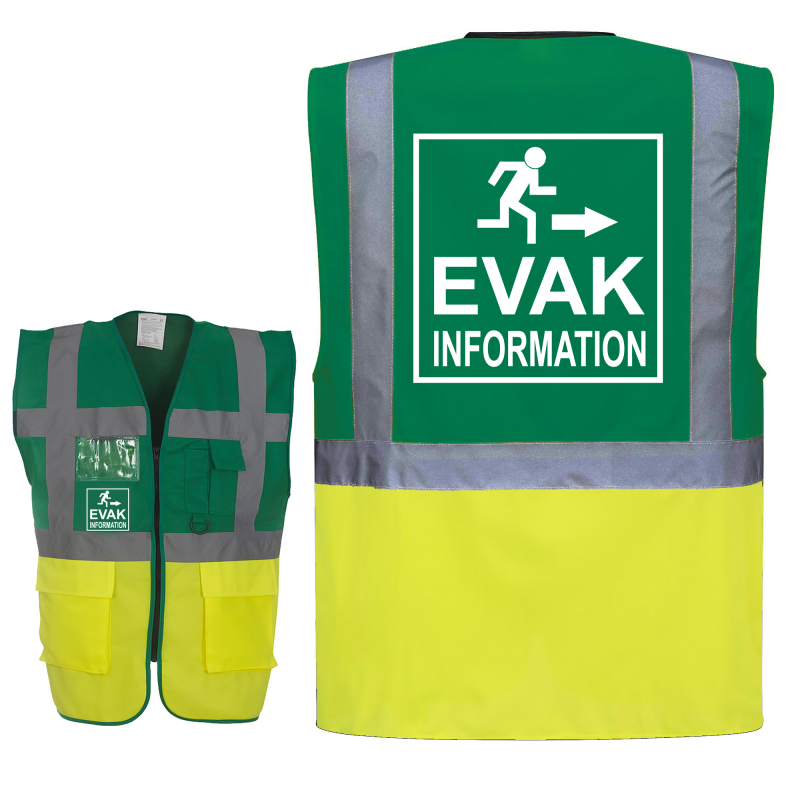 EVAK Information Piktogramm Warnweste grün/gelb mit vielen