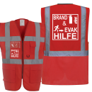 BRAND & EVAK HILFE Piktogramm Warnweste rot/gelb mit vielen Taschen S-3XL "BRAND22 Linie"