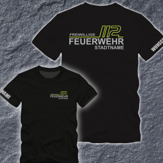 Feuerwehr T-Shirt FW1900 beidseitig Wunschstadt +  Wunschname