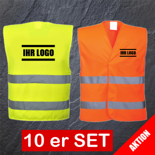 T-PRO Warnweste (Farbe: Orange) - Aufdruck: ORDNER, SECURITY oder