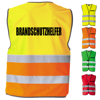 Brandschutzhelfer Warnweste Standard in 10 größen - 5 Farben - Doppelseitendruck